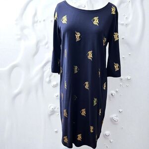 Lilly Pulitzer 100% Pima Cotton, Gold Starfish, Knee-Length Dress / SZ: S